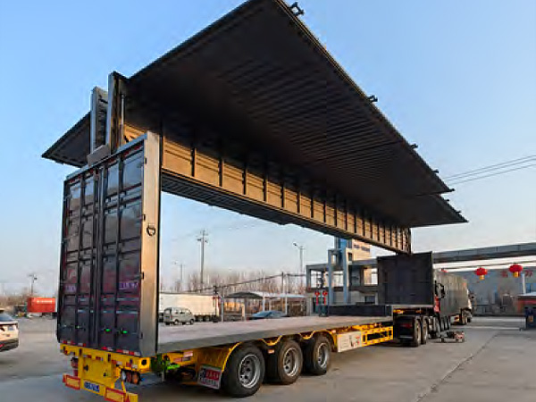 Skeleton+wing box structure semi-trailer